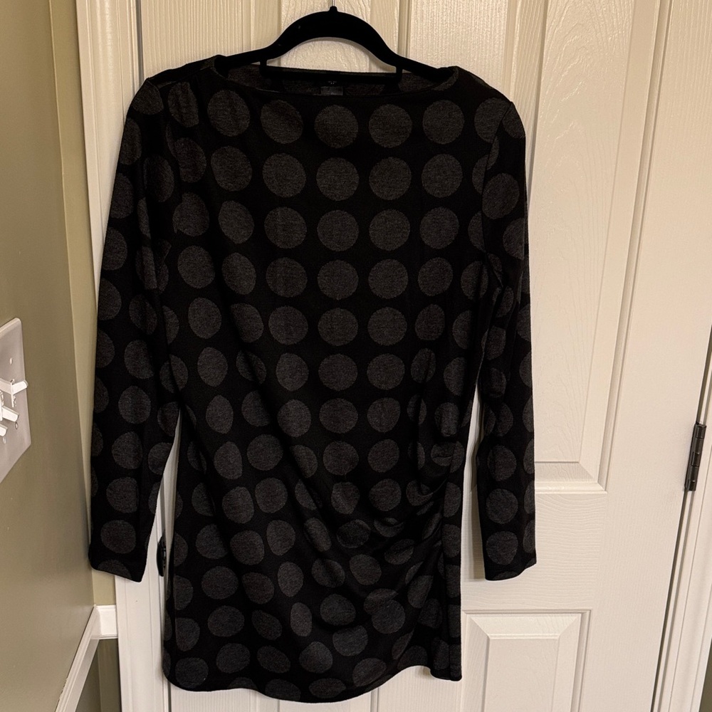 Ann Taylor Black and Gray Polka Dot Tunic
